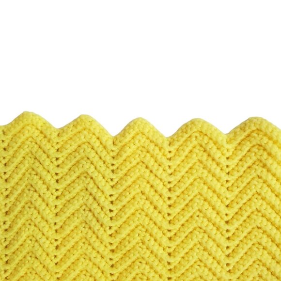 Handmade Crocheted Baby Afghan‎ Pastel Yellow Chevron Crib Blanket 29" x 43" - Picture 3 of 6
